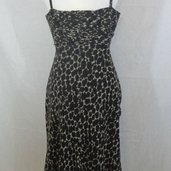 Ann Taylor Brown Ivory Animal Print Silk Dress 8 - Picture 5 of 6